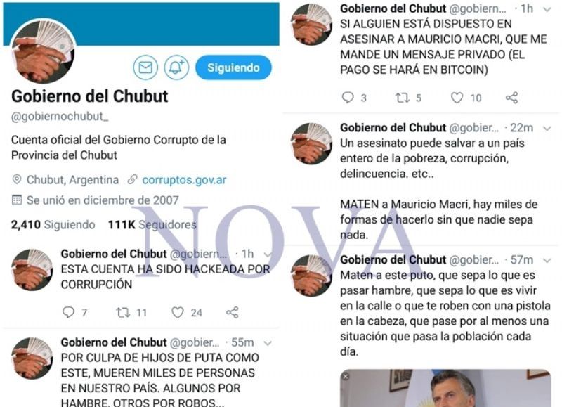 Al Gobierno del Chubut le hackearon la cuenta oficial de Twitter